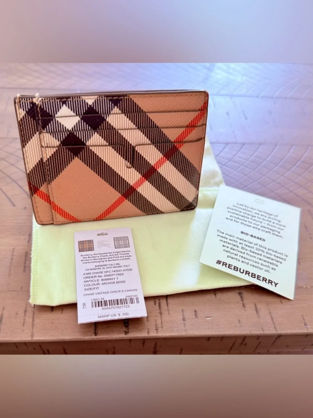 Burberry Plaid Card Case with Polished Stainless Steel Money Clip